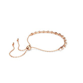 Matrix Tennis bracelet, Crystal pearl, Round cuts, White, Rose gold-tone plated